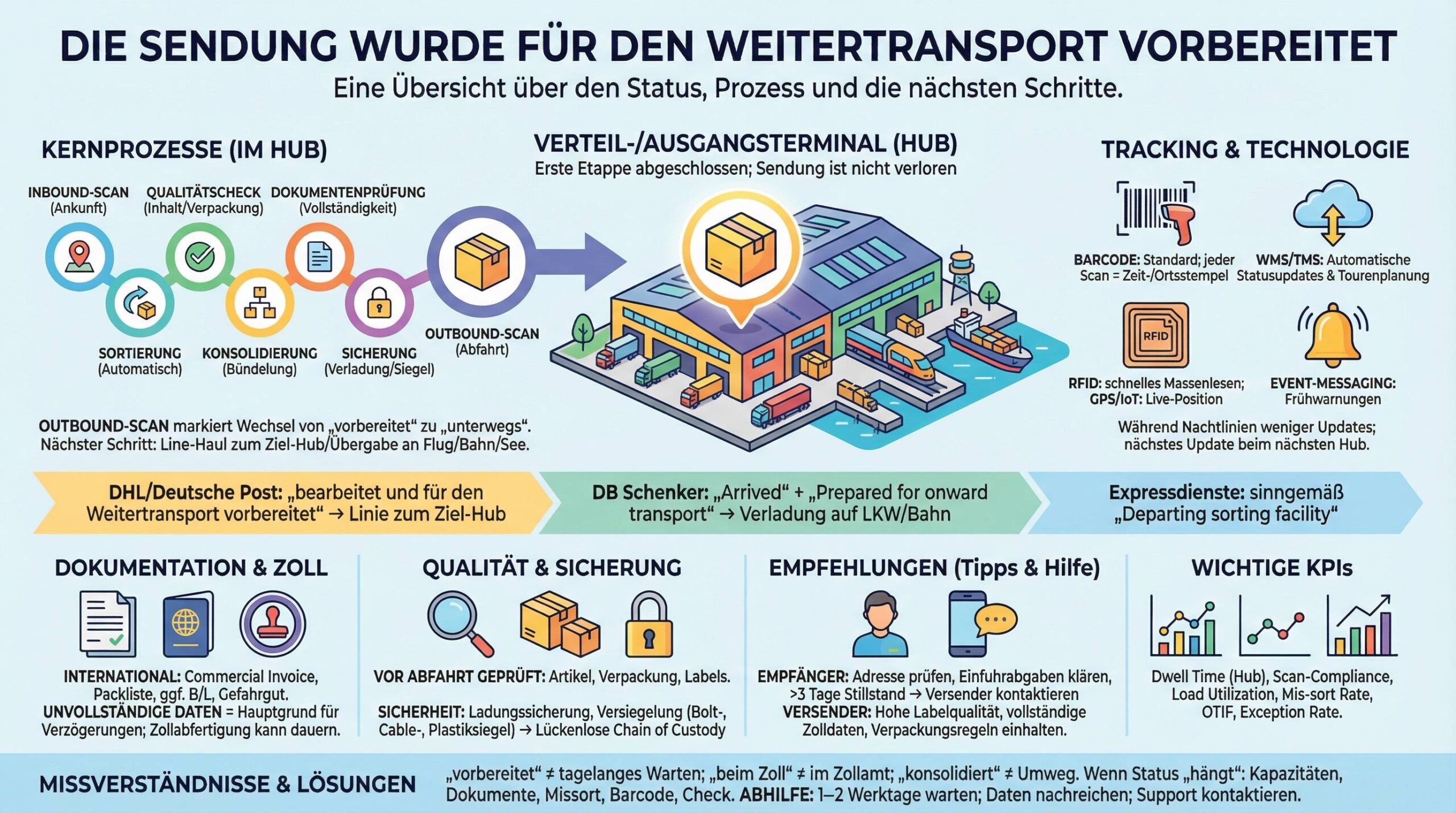 the shipment was prepared for onward transport: Was der Status bedeutet – und wie der Weitertransport wirklich abläuft